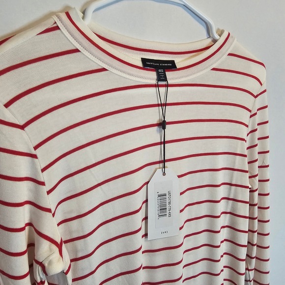 Universal Standard Long Sleeve Striped T-Shirt Top Red Cream 4XS=XS NWT - Picture 3 of 8